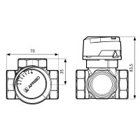 AFRISO 3-Wege-Mischventil ARV 384 DN 25 - Rp 1" -...