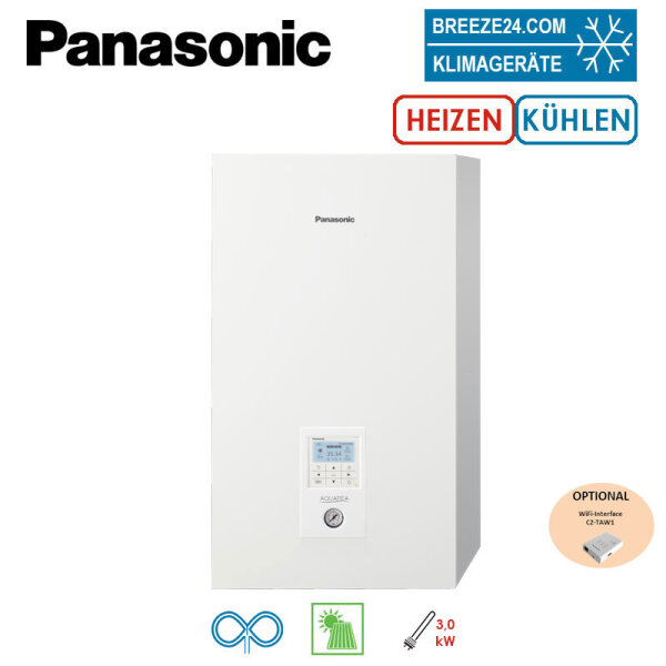 Panasonic Aquarea T-CAP Generation H WH-SQC09H3E8 Hydromodul Heizen + Kühlen mit Heizstab 3,0 kW