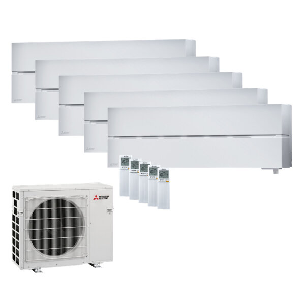 Mitsubishi Electric Set 5 Wandgeräte Diamond WiFi 3 x MSZ-LN18VG2W + 2 x MSZ-LN25VG2W + MXZ-5F102VF2
