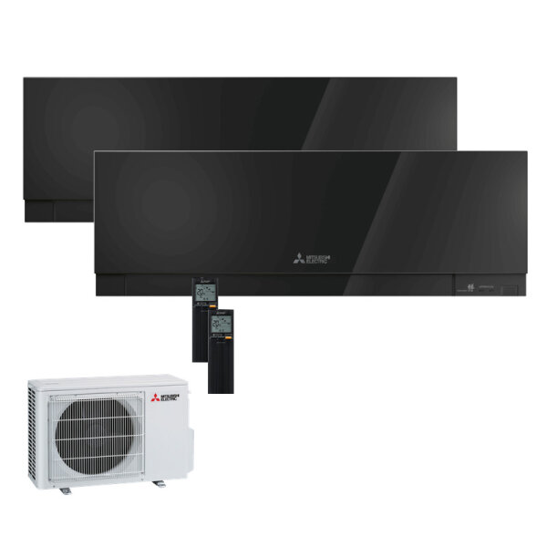 Mitsubishi Electric Set 2 Wandgeräte Premium 2,5 kW 2 x MSZ-EF25VGKB + MXZ-2F42VF4 | WiFi | R32