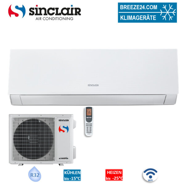 Sinclair Set Wandgerät MARVIN SIH-18BIMW + SOH-18BIM WiFi 5,3 kW weiss Raumgröße 50 - 55 m² | R32