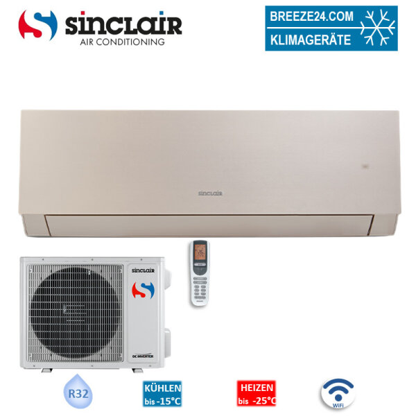 Sinclair Set Wandgerät MARVIN SIH-24BIMC + SOH-24BIM WiFi 7,1 kW champagner Raumgröße 70 - 75 m²