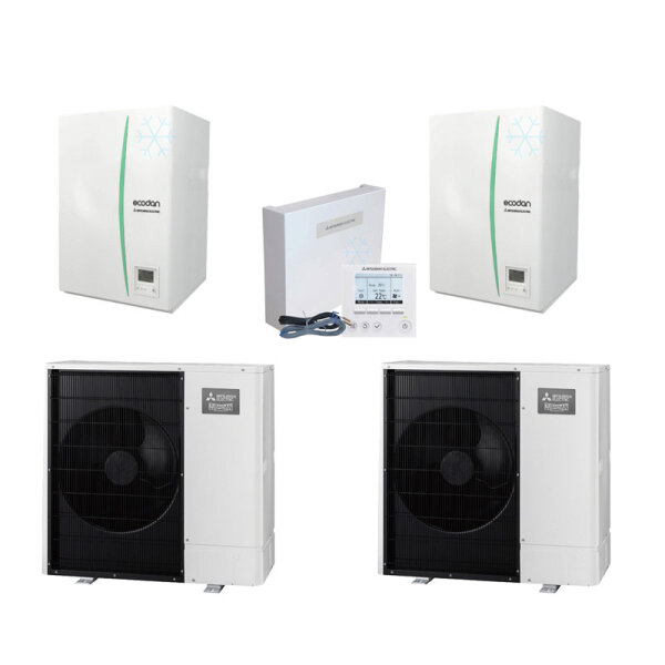 Mitsubishi Electric Wärmepumpen Kaskaden Set SZ 2.100 H 20 kW PUD-SHWM100YAA+EHSD-YM9D+PAC-IF071B-E