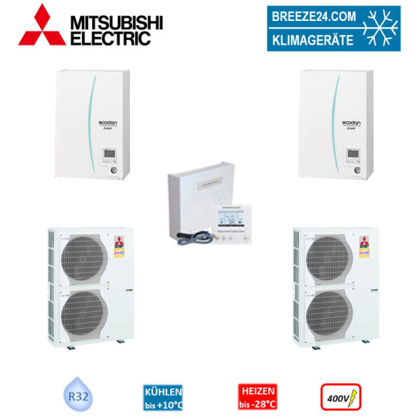 Mitsubishi Electric Wärmepumpen Kaskaden Set MZ 2.140 R 28 kW PUZ-HWM140YHA + ERPX-YM9D+PAC-IF071B-E