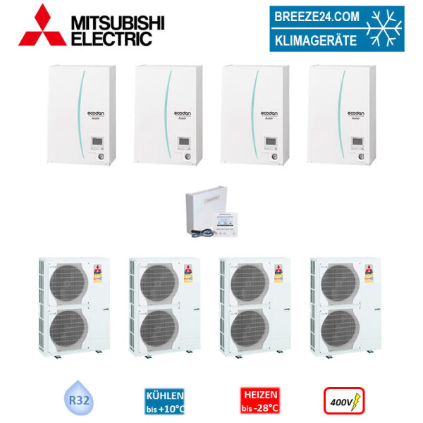 Mitsubishi Electric Wärmepumpen Kaskaden Set MZ 4.140 R 56 kW PUZ-HWM140YHA + ERPX-YM9D+PAC-IF071B-E