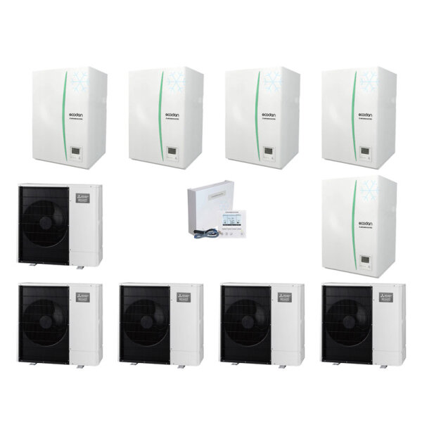 Mitsubishi Electric Wärmepumpen Kaskaden Set MP 5.60 R 30 kW PUZ-WM60VAA + ERPX-YM9D + PAC-IF071B-E