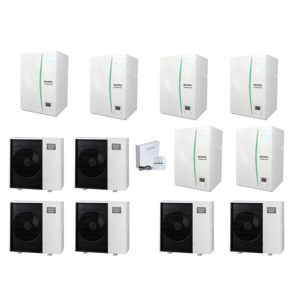 Mitsubishi Electric Wärmepumpen Kaskaden Set MP 6.60 R 36 kW PUZ-WM60VAA + ERPX-YM9D + PAC-IF071B-E