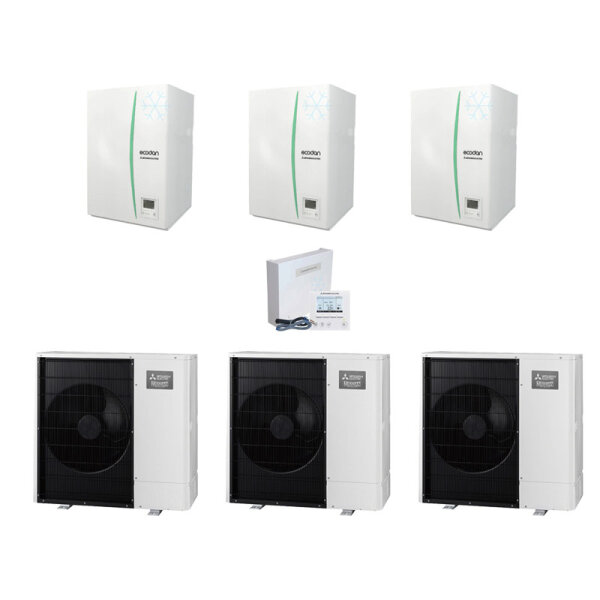 Mitsubishi Electric Wärmepumpen Kaskaden Set MP 3.112 R 33kW PUZ-WM112YAA + ERPX-YM9D + PAC-IF071B-E