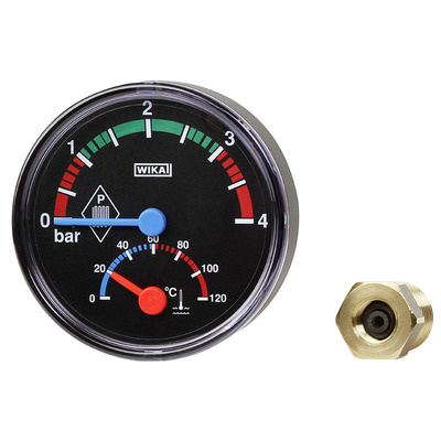 WIKA Mano-Thermometer 1/2" hinten 0-2.5/4 bar Gehaeuse 80mm 20-120Grad