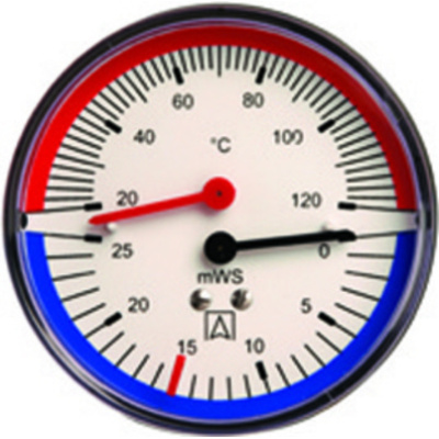 WIKA Mano-Thermometer 1/2" hinten 0-2.5/4 bar Gehaeuse 80mm 20-120Grad