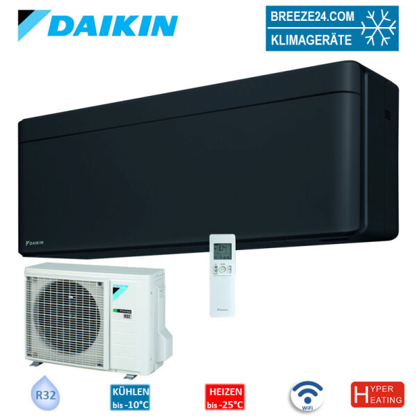 Daikin Set FTXTA30CB + RXTA30C2V1B Stylish Wandgerät schwarz Cold Region 3,0 kW WiFi Hyper Heating