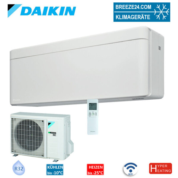 Daikin Set FTXTA30CW + RXTA30B Stylish Wandgerät weiss Cold Region 3,0 kW WiFi Hyper Heating R32