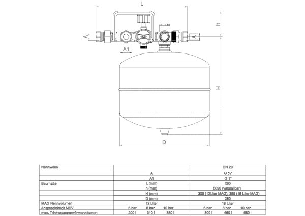 SYR Sicherheitscenter 4807 DN 20 mindestens 18 Liter MAG SCS2018
