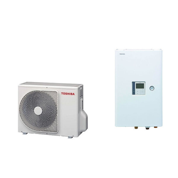 Toshiba Wärmepumpen Set ESTIA HWT-401HW-E + HWT-601XWHT6W-E 4,0 kW Heizstab 6 kW IG: 400V - AG: 230V