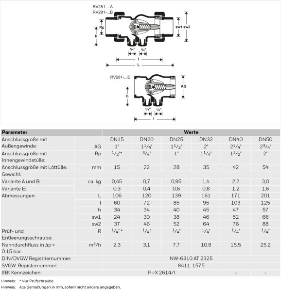 Honeywell | resido RFV281A20 Rückflussverhinderer RV 281-A 3/4"