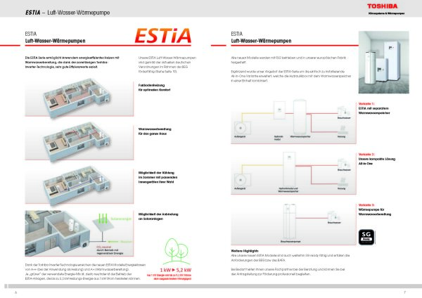 Toshiba Wärmepumpen Set ESTIA HWT-801HW-E + HWT-1101XWHT9W-E 8,0 kW Heizstab 9 kW IG:400V - AG: 230V