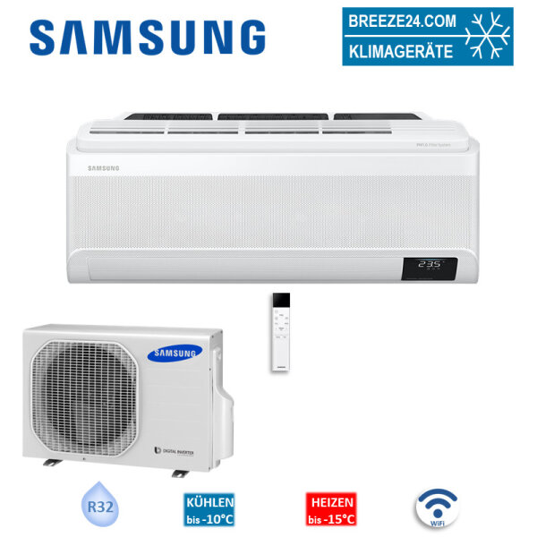 Samsung Set AR 09 CXKAAWKN + AR 09 AXKAAWKX WiFi Wandgerät Wind-Free Pure 2,5 kW R32 Klimaanlage