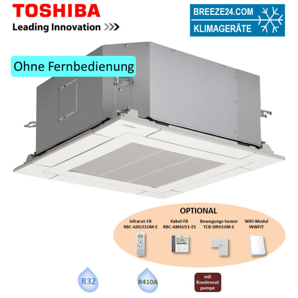 Toshiba RAV-HM301MUT-E + RBC-UM21PG(W)E 4-Wege-Deckenkassette Euro-Raster 2,5 kW Raumgröße 25-30 m²