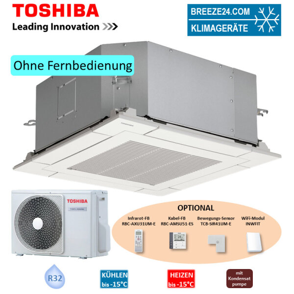Toshiba Set RAV-HM301MUT-E + RBC-UM21PG(W)E + RAV-GM302ATP-E 4-Wege-Deckenkassette 2,5 kW  R32