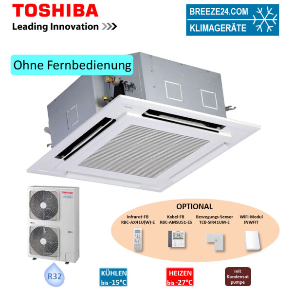 Toshiba Set RAV-GM1101UT-E + Blende RBC-U41PGW-E + RAV-GP1101AT-E 4-Wege-Deckenkassette 10,0 kW  R32