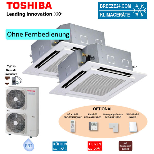 Toshiba Set 2 x RAV-HM801UT-E + Blende RBC-U41PGW-E + RAV-GP1401AT-E Deckenkassette 7,1 kW -  R32