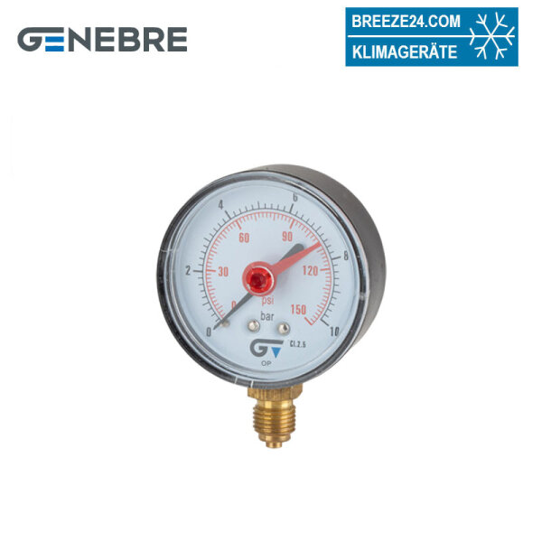 GENEBRE Manometer GRFMM6310U 63 mm | 0 - 10 bar | Kunststoff  | 1/4" Anschluss Messing unten