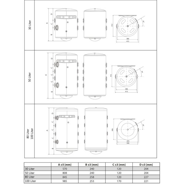 TESY VB 8047 A02 P2  Pufferspeicher emailliert 80 Liter ohne Wärmetauscher