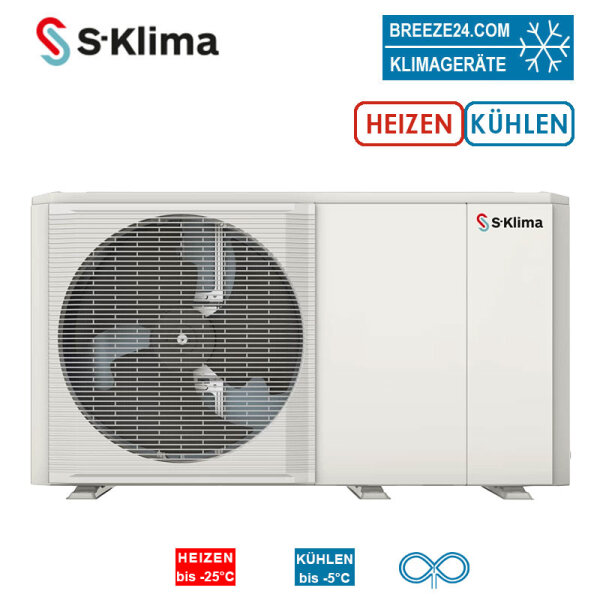S-Klima SAS82RN2 Wärmepumpe Monoblock zum Heizen + Kühlen 10,0 kW | 8,2 kW - 2 Heizkreise