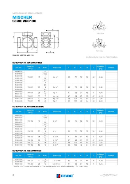 ESBE VRG131 DN25 | 6,3 Kvs | Mischventil Innengewinde Rp 1"