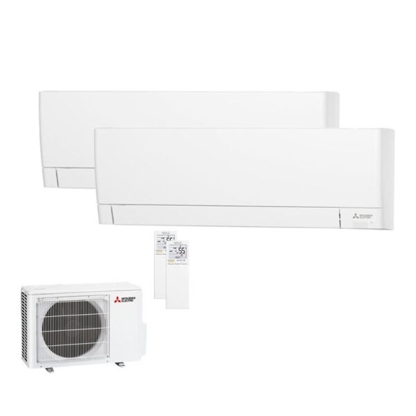 Mitsubishi Electric Set 2 Wandgeräte WiFi Kompakt 2,5 kW 2 x MSZ-AY25VGKP + MXZ-2F42VF4 Klimaanlage
