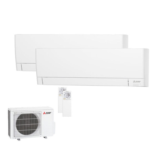 Mitsubishi Electric Set 2 Wandgeräte WiFi Kompakt 2,5 kW 2 x MSZ-AY25VGKP + MXZ-2F42VF4 Klimaanlage
