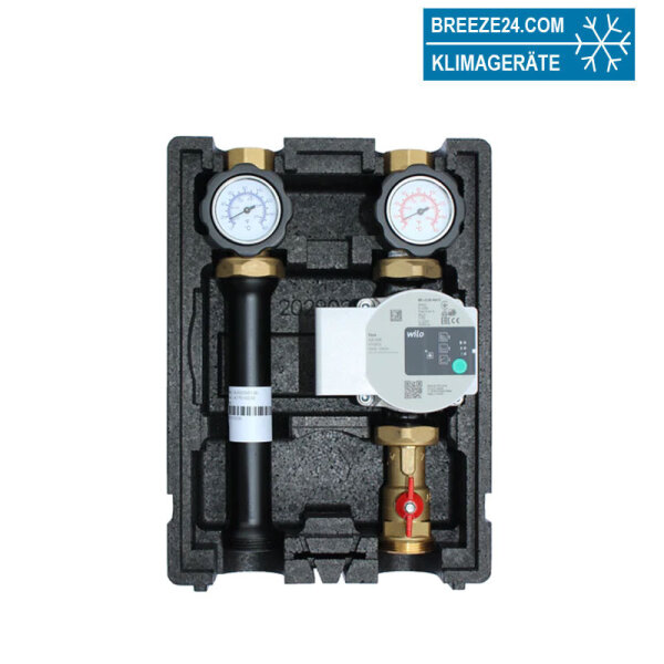 EcoMix Heizkreispumpengruppe direkt mit Kugelhahn und Wilo Para 25/6 Hocheffizienzpumpe