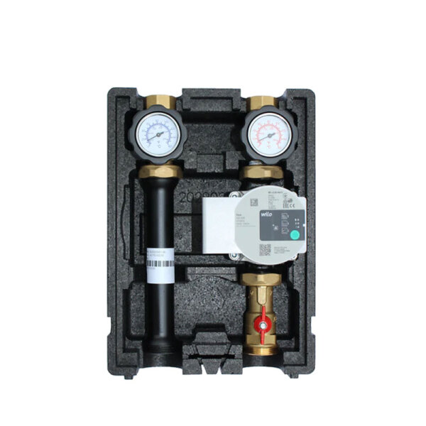 EcoMix Heizkreispumpengruppe direkt mit Kugelhahn und Wilo Para 25/6 Hocheffizienzpumpe