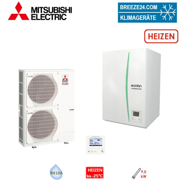 Mitsubishi Electric Zubadan Wärmepumpen Set PUHZ-SHW140YHA + EHSC-YM9ED Hydromodul mit Heizstab 9 kW