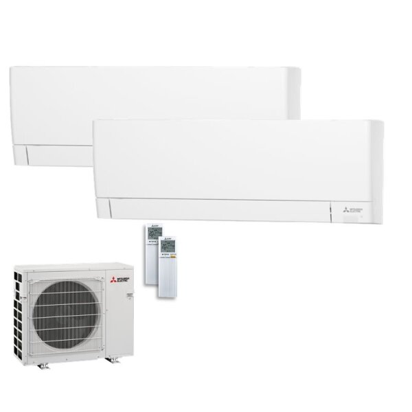 Mitsubishi Electric Set 2 Wandgeräte WiFi MSZ-AY25VGKP + MSZ-AY50VGKP + MXZ-2F53VFHZ2 Hyper Heating