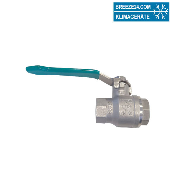 Trinkwasser Kugelhahn 1/2" IG, PN 40, messing, Hebelgriff grün, DVGW