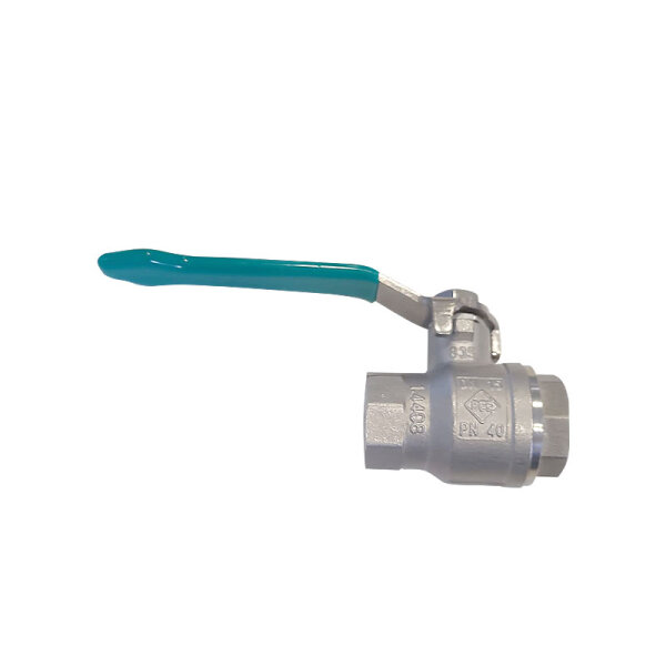 Trinkwasser Kugelhahn 1/2" IG, PN 40, messing, Hebelgriff grün, DVGW