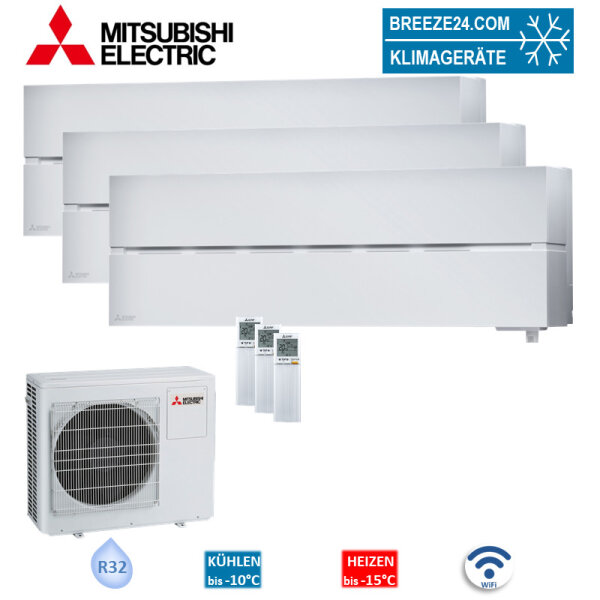 Mitsubishi Electric Set 3 Wandgeräte Diamond WiFi MSZ-LN18VG2W + MXZ-3F54VF4 1,8 kW  R32 Klimaanlage