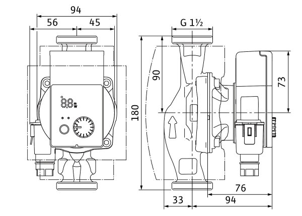 WILO Yonos PICO Plus 1-4 | 1-6 | 1-8 | Umwälzpumpe, 180 mm, PN6, DN25 (Rp 1"), 230 Volt