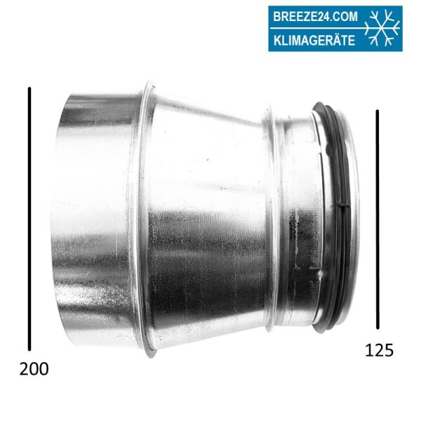 Wickelfalzrohr Reduzierung Muffe 200 auf 160