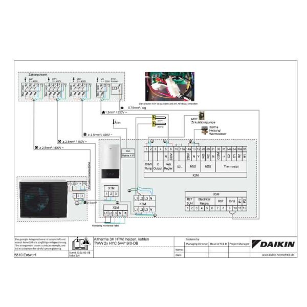 Daikin Altherma 3 H HT ECH2O Set EPRA18DW17 + ETSXB16P50E7 Wärmepumpe+Hydrobox/Speicher 500L HS 9 kW
