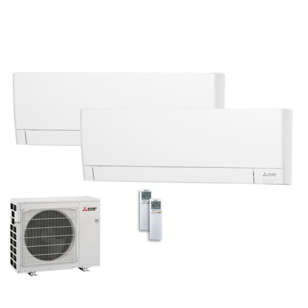 Mitsubishi Electric Set 2 x MSZ-AY20VGKP + MXZ-2F53VFHZ2 Wandgeräte Kompakt  Hyper Heating 2,0/2,0kW