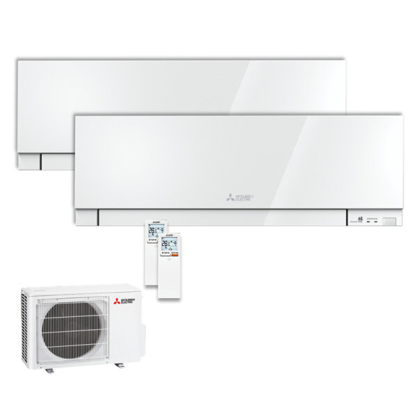 Mitsubishi Electric Set 2 Wandgeräte Premium 2,5 kW 2 x MSZ-EF25VGKW + MXZ-2F42VF5 R32 Klimaanlage