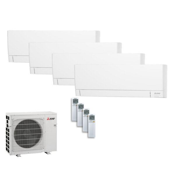 Mitsubishi Electric Set 2,0kW 4 x MSZ-AY20VGKP + MXZ-4F83VFHZ2 Wandgeräte WiFi | Hyper Heating