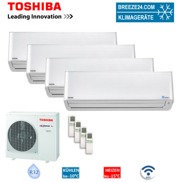 Toshiba Set 4 Wandgeräte 3,7 kW WiFi - RAS-M13PKVPG-E + RAS-4M27G3AVG-E R32 Klimaanlage