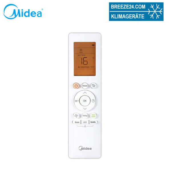 Midea Infrarotfernbedienung RG10N für Wandgeräte BreezelessE und Deckenkassetten-Blende T-MBQ4-04AWD
