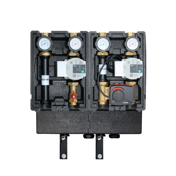 Modulverteilergruppe 1 x gemischt 1 x ungemischt Pumpengruppe mit Wilo Para, ESBE