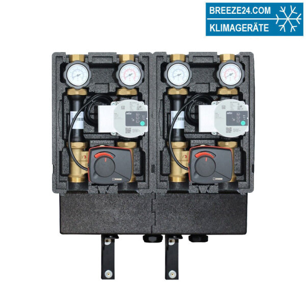 Modulverteilergruppe 2 x gemischte Pumpengruppe mit Wilo Para 25/6 + ESBE ARA 661