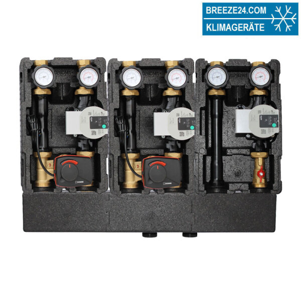 Modulverteiler Pumpengruppe 3-fach 2 x gemischter 1 x ungemischter Heizkreis