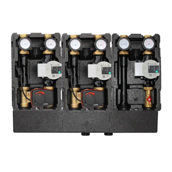 Modulverteiler Pumpengruppe 3-fach 2 x gemischter 1 x ungemischter Heizkreis
